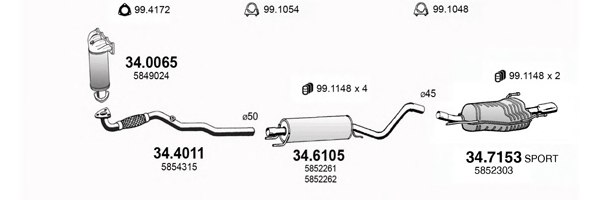 ASSO ART4349 Exhaust System